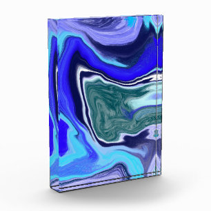 Unique Blue and White Marble Fluid Art Photo Block