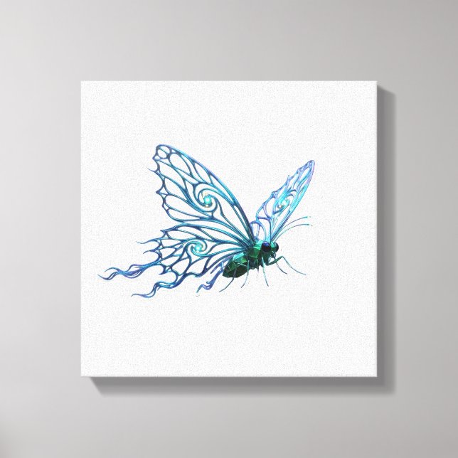 Unique Blue Butterfly Canvas Art - Hand-Drawn Styl (Front)