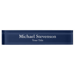 Unique Blue Elegant Modern Desk Nameplate