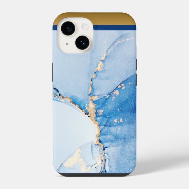 Unique Blue Gold Marble Pattern iPhone / Android Case (Back)