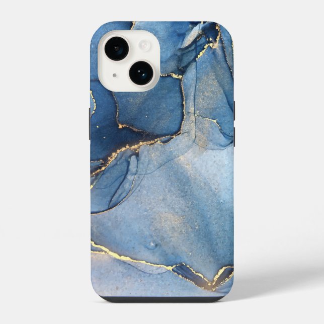 Unique Blue Gold Marble Pattern iPhone / Android Case (Back)