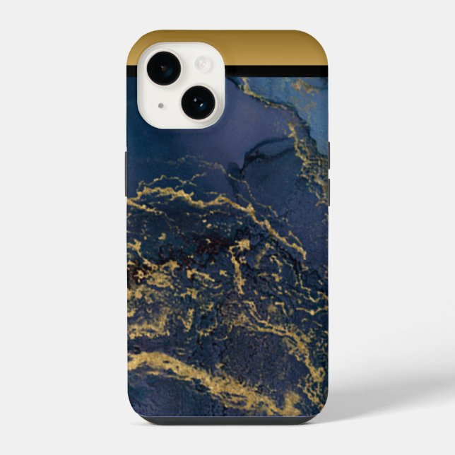 Unique Blue Gold Marble Pattern iPhone / Android Case (Back)