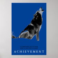 Unique Blue Motivational Wolf Achievement