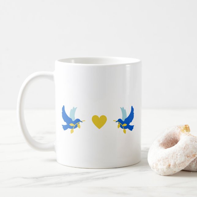 Unique Blue Peace Bird Coffee Mug (With Donut)