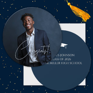 Unique Blue Photo 2026 Graduation Announcement