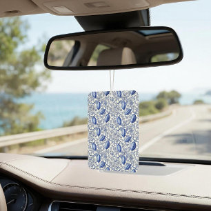 Unique Blue Toile Cocoa Chic Botanical Pattern Car Air Freshener