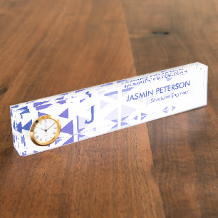 Unique Blue Triangle Pattern Nameplate