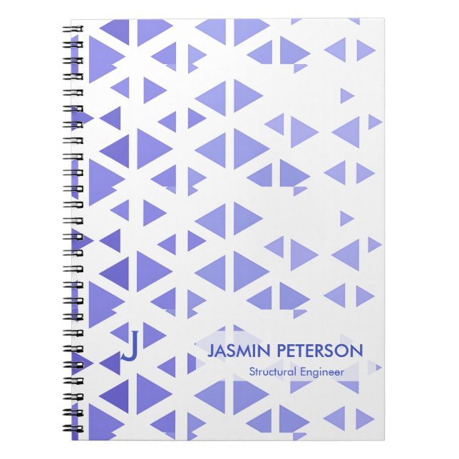 Unique Blue Triangle Pattern Notebook (Front)