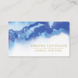 Unique Blue Watercolor Shape Business Card
