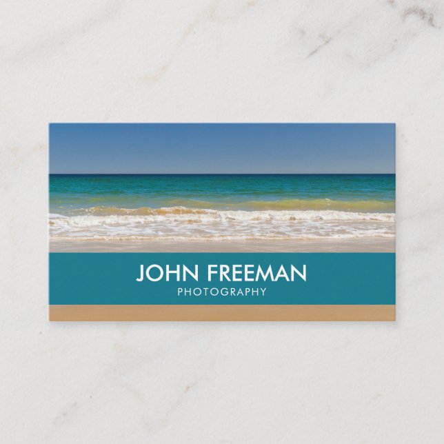 Unique Blue Waves Beach Photographer Business Card (Front)