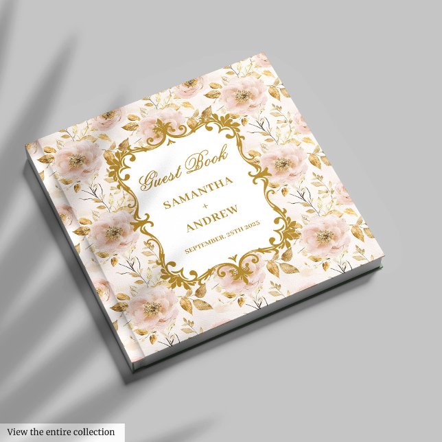 Unique Blush Gold Boho Wedding Guest Book Signing (Unique Blush Gold Boho Wedding Guest Book Signing)