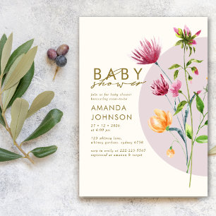 Unique Bohemian Spring Wildflower Baby Shower  Invitation