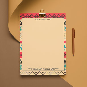Unique Boho Abstract Pattern Typography Name Custom Letterhead