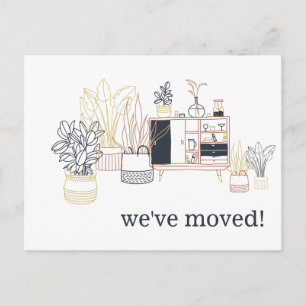 Unique Boho Houseplants We've Moved New Address Postcard