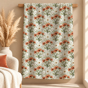 Unique Boho Sage Copper Floral Blanket Design