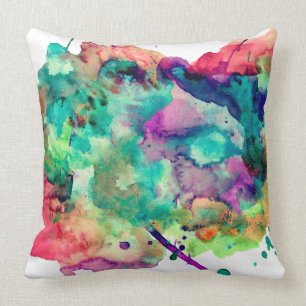 Unique, Bold, Colourful Watercolor Paint Splatters Cushion