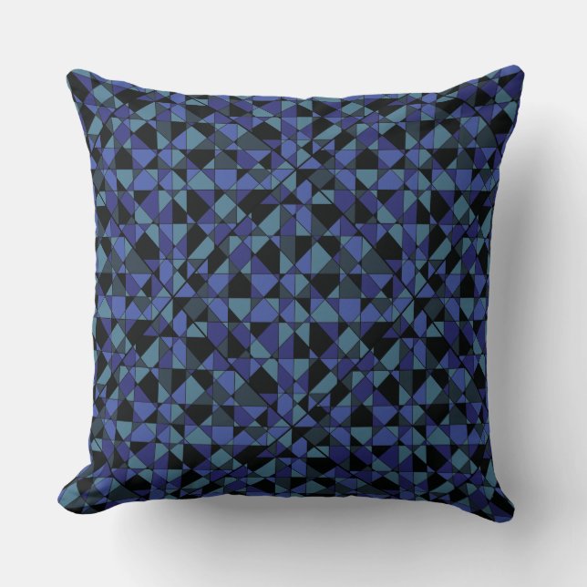 Unique Bold Hip Geometric Blue Cyan Grey Black Cushion (Front)