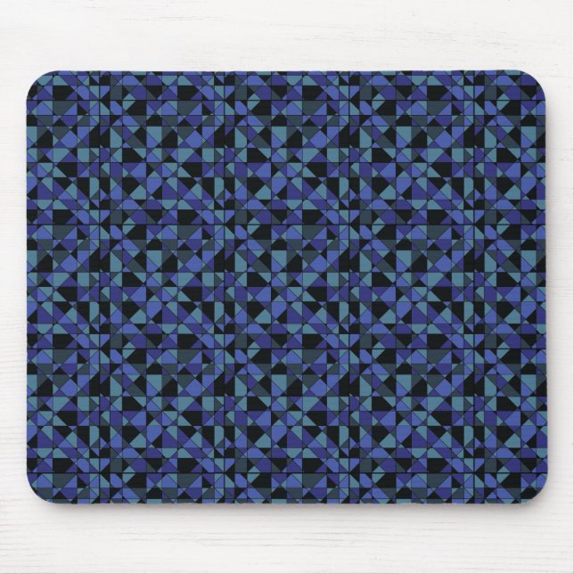 Unique Bold Hip Geometric Blue Cyan Grey Black Mouse Pad (Front)