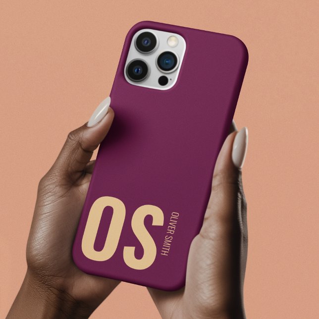 Unique Bold Monogram Typography Burgundy  Case-Mate iPhone Case (Creator Uploaded)