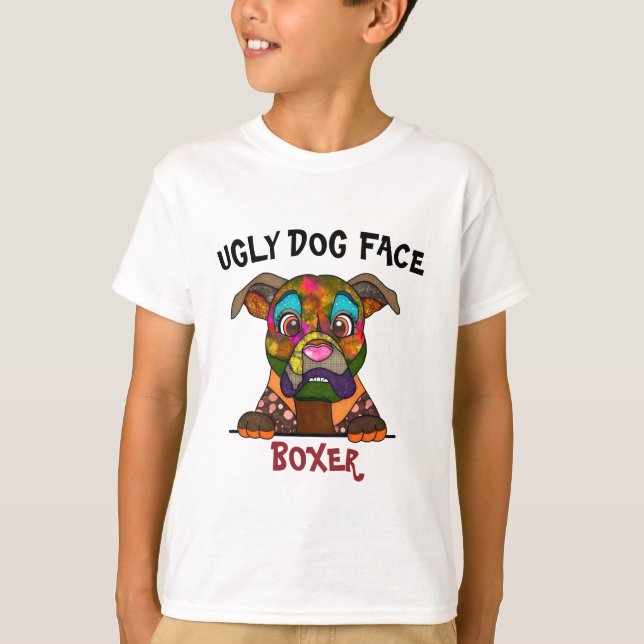 Unique Boxer ugly dog face T-Shirt (Front)