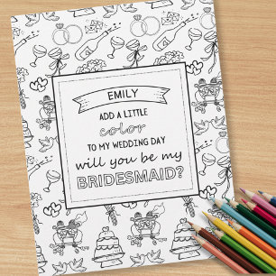 Unique Bridesmaid Proposal Card Colouring Book Pag