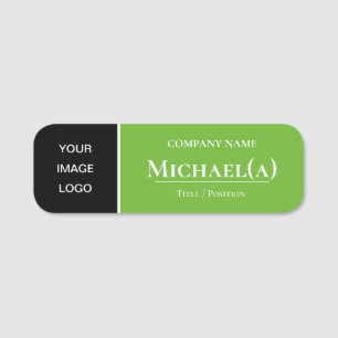 Unique Bright Apple Green White Stylish Name Tag