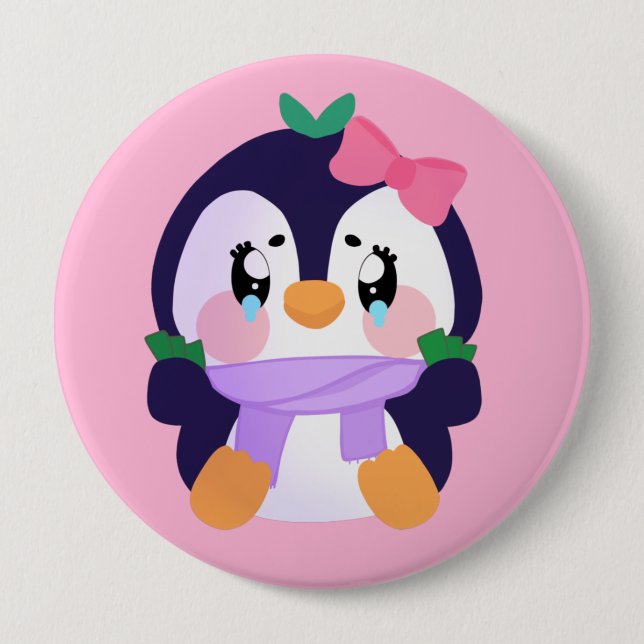 Unique Broke Cute Penguin  10 Cm Round Badge (Front)