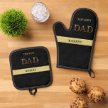 Unique Bronze Metallic Look BEST DAD Name  Oven Mitt & Pot Holder Set<br><div class="desc">Can't miss that this one is for the BEST DAD -- a customised version with his Name set against stylish black with DAD in a bronze metallic font. A special gift idea for him. Could also be a perfect holiday or retirement gift idea. if you need any design assistance or...</div>