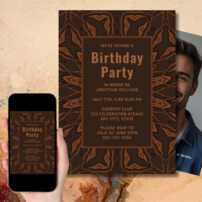 Unique Brown Rustic Birthday Invitation Photo  (Creator Uploaded)