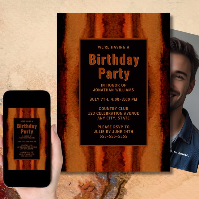 Unique Brown Rustic Birthday Invitation Photo  (Creator Uploaded)