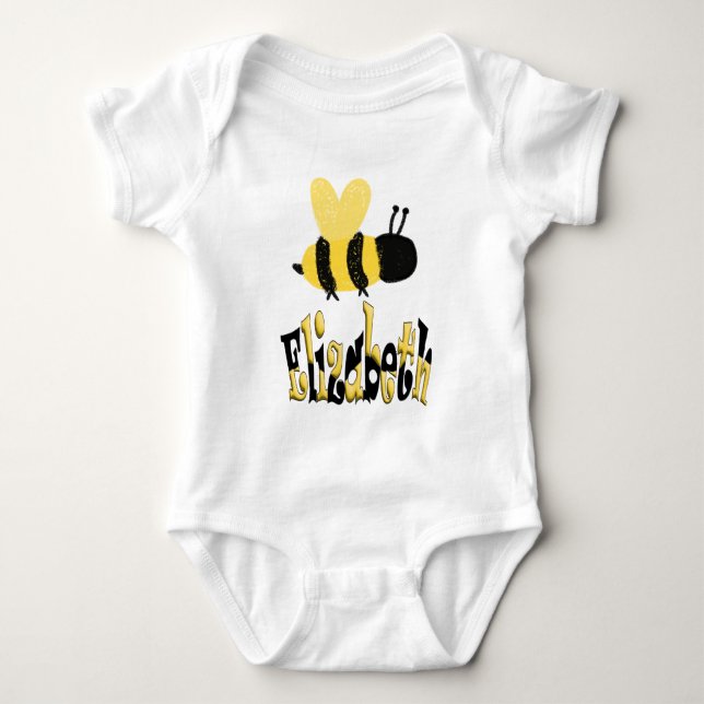 Unique Bumblebee Doodle Personalised Drawing Baby Bodysuit (Front)