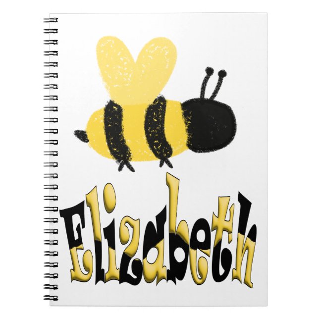 Unique Bumblebee Doodle Personalised Drawing Notebook (Front)