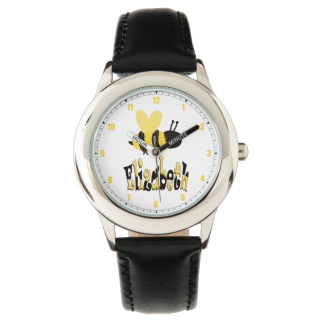Unique Bumblebee Doodle Personalised Drawing Watch (Front)