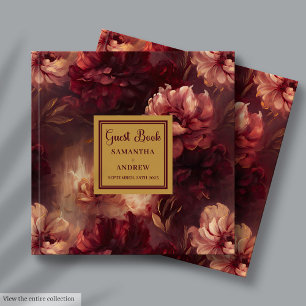 Unique Burgundy Blush Gold Wedding Guest Book 