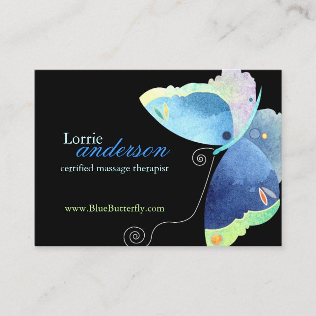 Unique Butterfly Massage Therapist Business Card (Front)
