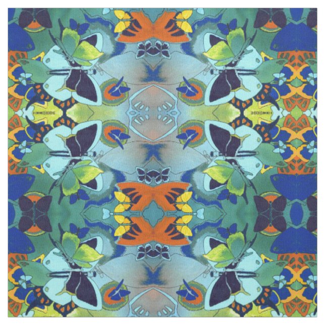 Unique Butterfly Mosaic Collage Pima Cotton Fabric (Swatch)