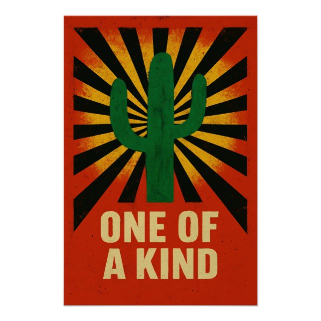 Unique cactus under a bright sun poster (Front)