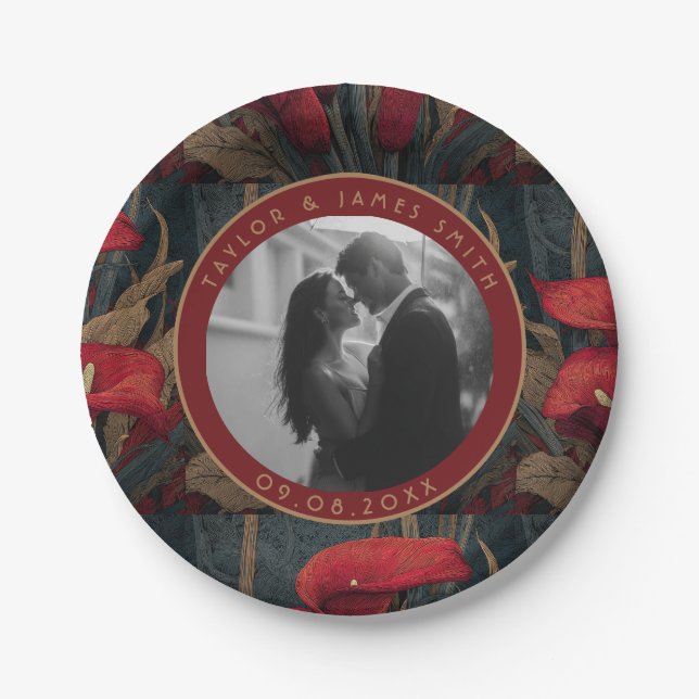 Unique Calle Lilies Plates For Bachelor Party (Front)