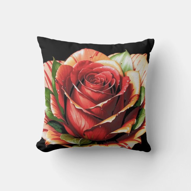 Unique Candy Cane Rose Design Flower Cushion (Front)