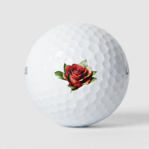 Unique Candy Cane Rose Design Flower Golf Balls