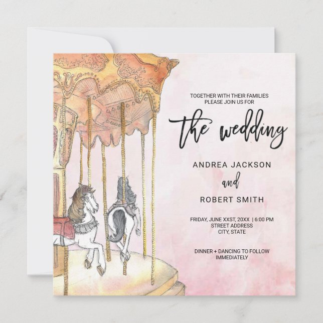 Unique Carousel Theme Wedding Invitation (Front)