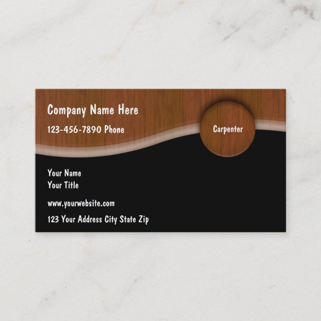 Unique Carpenter Business Cards (Front)