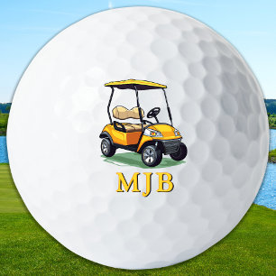 Unique Cart Golfer Personalized 3 Initial Monogram Golf Balls
