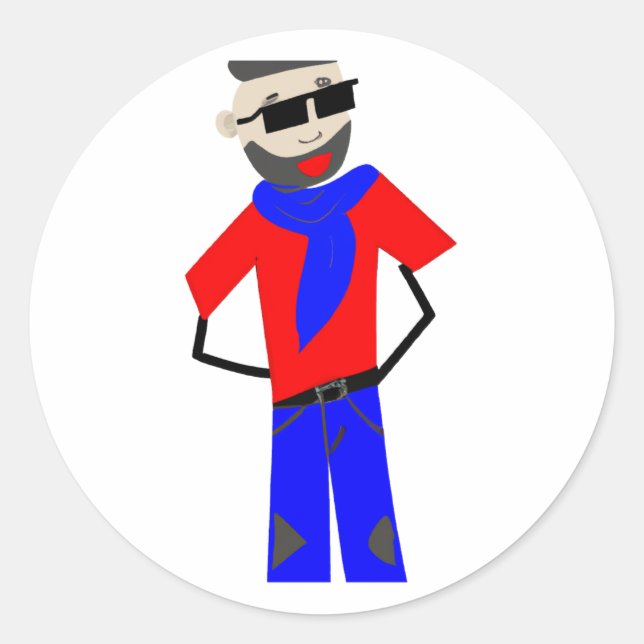 Unique Cartoon Character Classic Round Sticker (Front)
