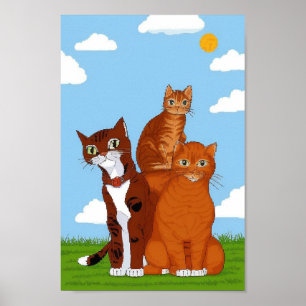 Unique Cat Family Illustration Art Download Poster