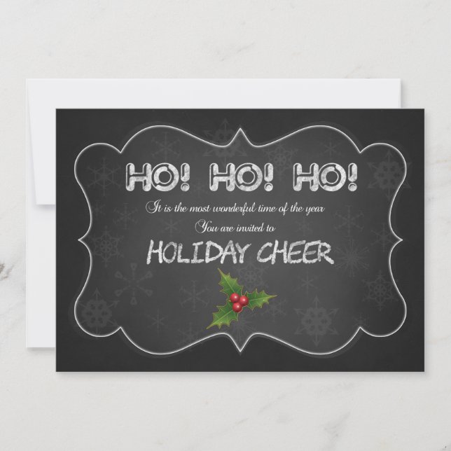 Unique Chalkboard HO HO HO Xmas Party Invitation (Front)