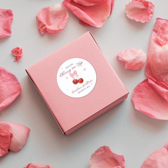 Unique Cherry on Top Baby shower  Classic Round Sticker (Creator Uploaded)