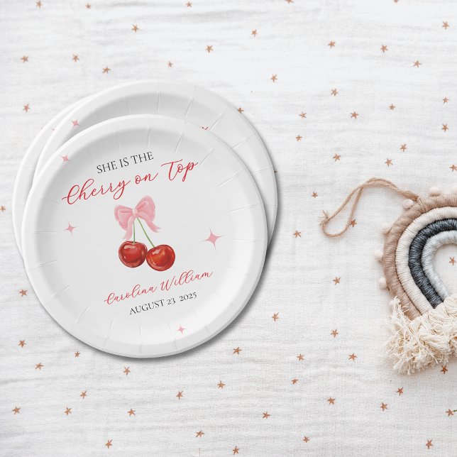 Unique Cherry on Top Baby shower Paper Plate (Creator Uploaded)