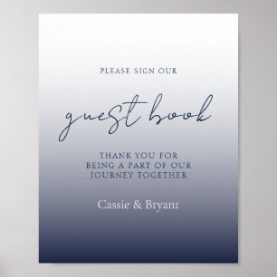 Unique Chic Navy Blue Wedding Guest Book Sign
