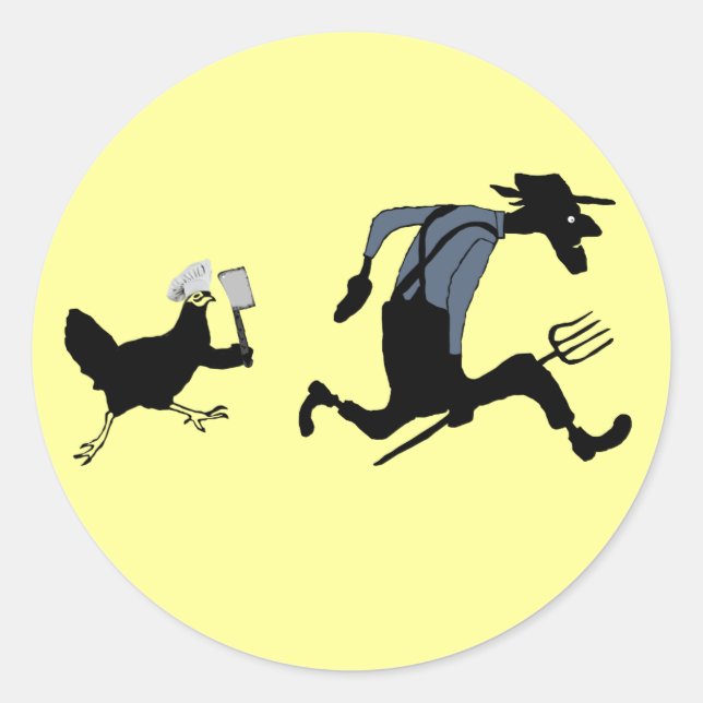 Unique chicken classic round sticker (Front)